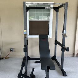 Weider Club C670 Home Gym Power rack, safeties, pull up bar,  & bench $450