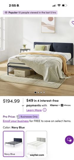 New In Box-Maggie Queen Size Upholstered Metal Platform Bed