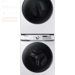 Samsung Washer And Dryer DVG45R6100W/A3 7.5 Cubic Feet Gas Stackable Dryer Samsung  WF45R6100AW 27 Inch Front Load Washer with 4.5 Cu. Ft. Capacity, 