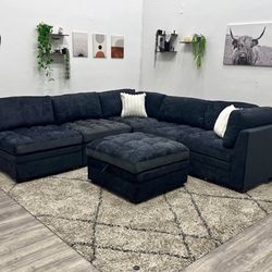 Black Sectional Modular Couch - Free Delivery