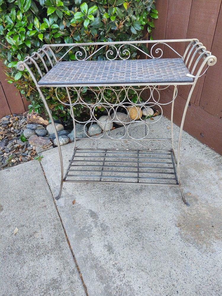 Wine Rack Table/Bar Cart/Wicker/Iron