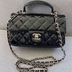 Chanel Black Patent Cross Body Bag