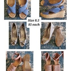 Women's Size 8.5 Heels And Wedges