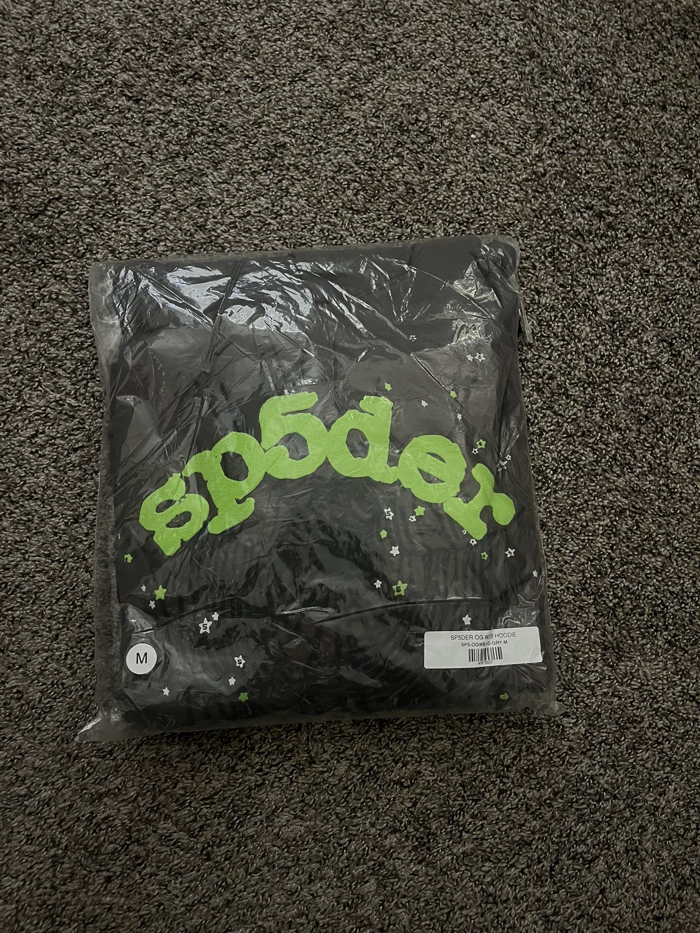 Grey And Green Sp5der Hoodie