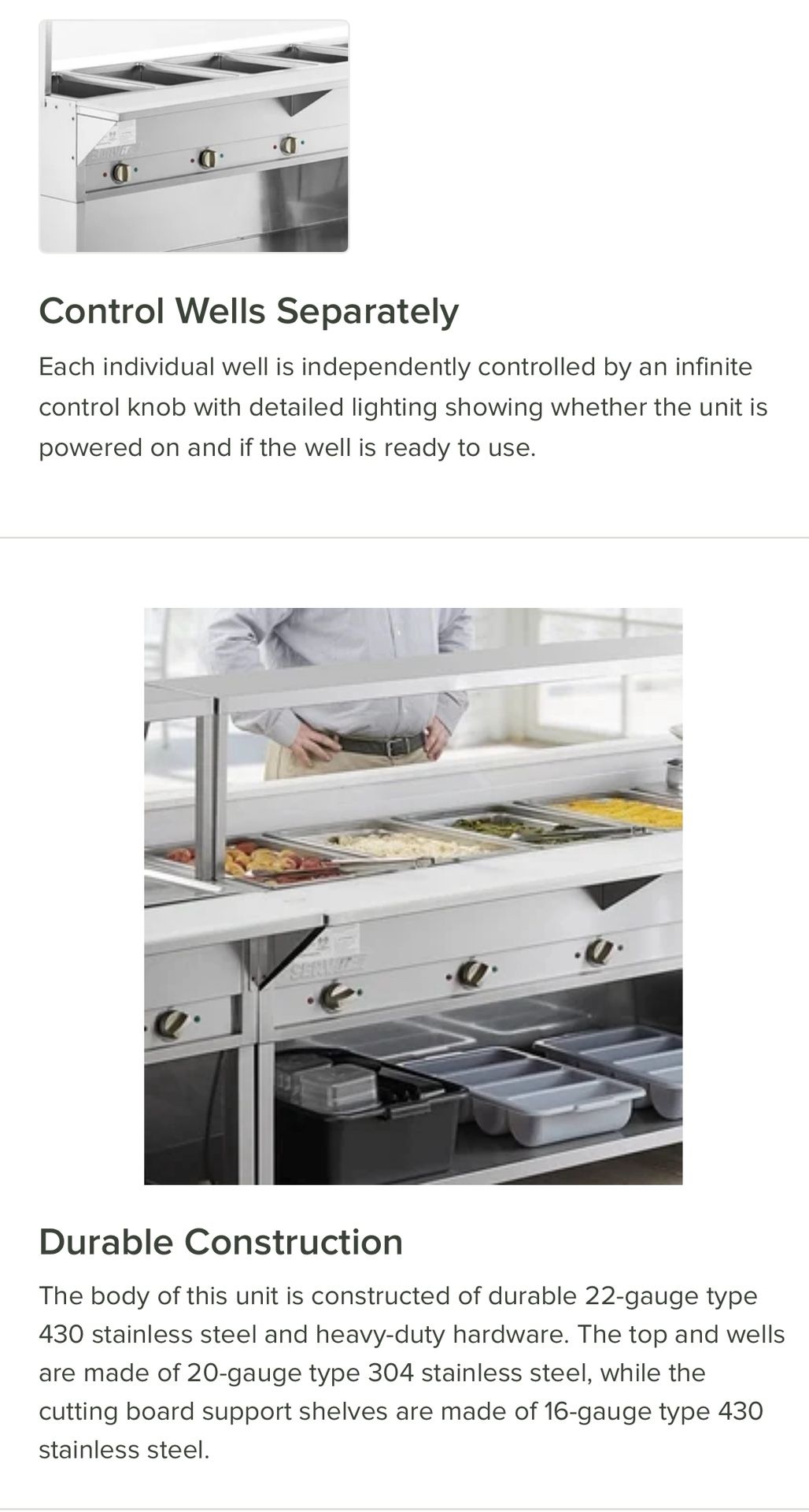 ServIt Five Pan Open Well Electric Steam Table with Partially Enclosed Base and Angled Sneeze Guard