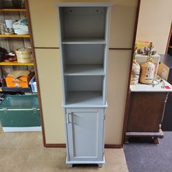 Grey Shelf Storage With Cabinet 63H 15W 11D