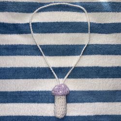 Handmade Crochet Mushroom Necklace with Lighter Storage