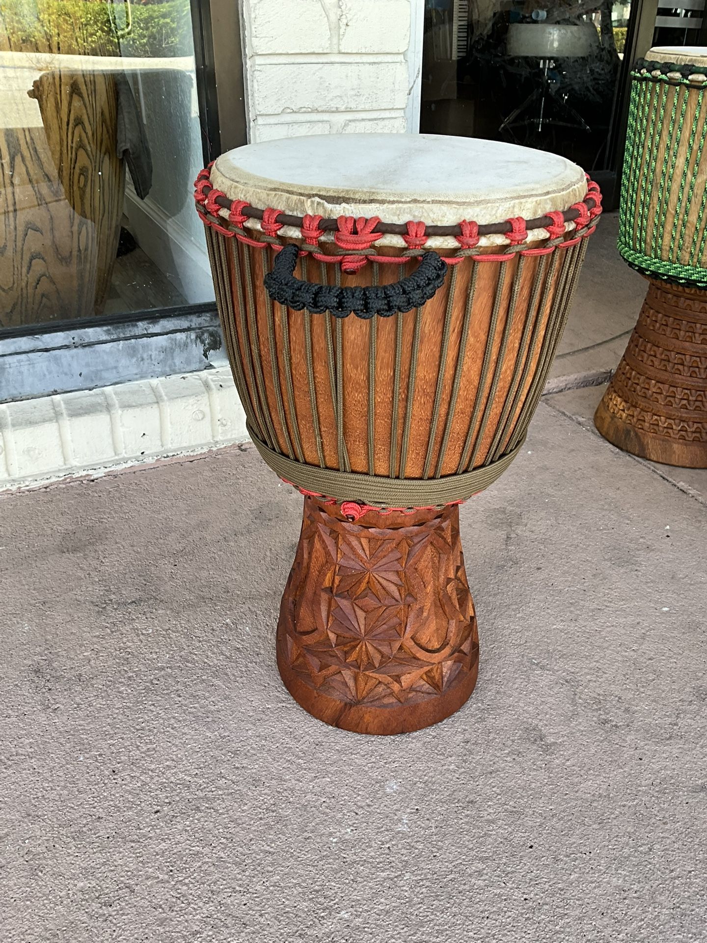 Djembe Drum-Large Series -Hard Wood-Full Leg Carving from Mali
