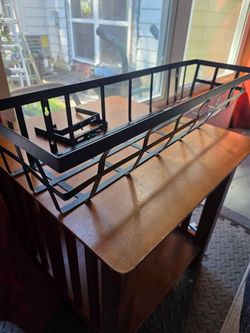 Black Metal Window-Mount Plant Shelf / Hanging Planter Tray