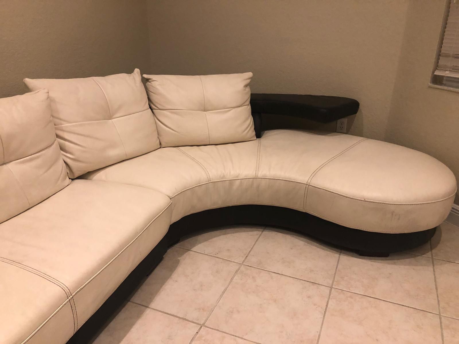 2 piece sectional white leather couch make an offer need gone today