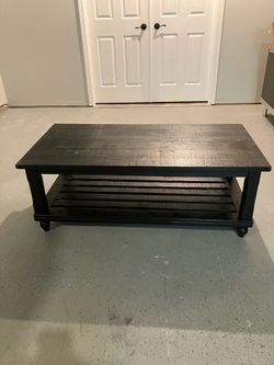 Ashley Furniture Black Wood Coffee Table — Rustic/Farmhouse Style- Needs TLC
