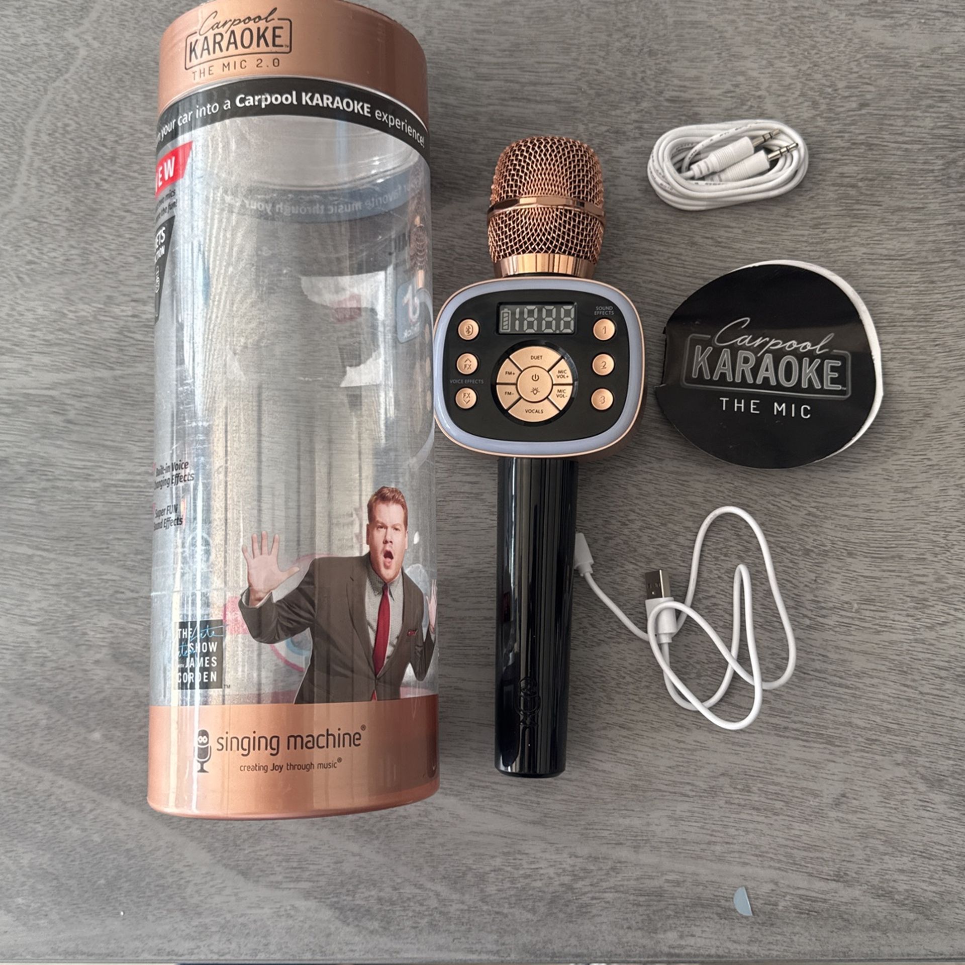 Singing Machine Carpool Karaoke Mic 2.0 - Black/Gold