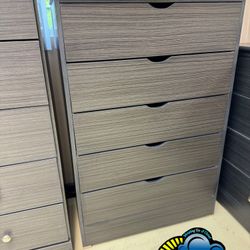 Katy Grey Five Drawer Dresser Chest Cajonera Comoda Nueva 