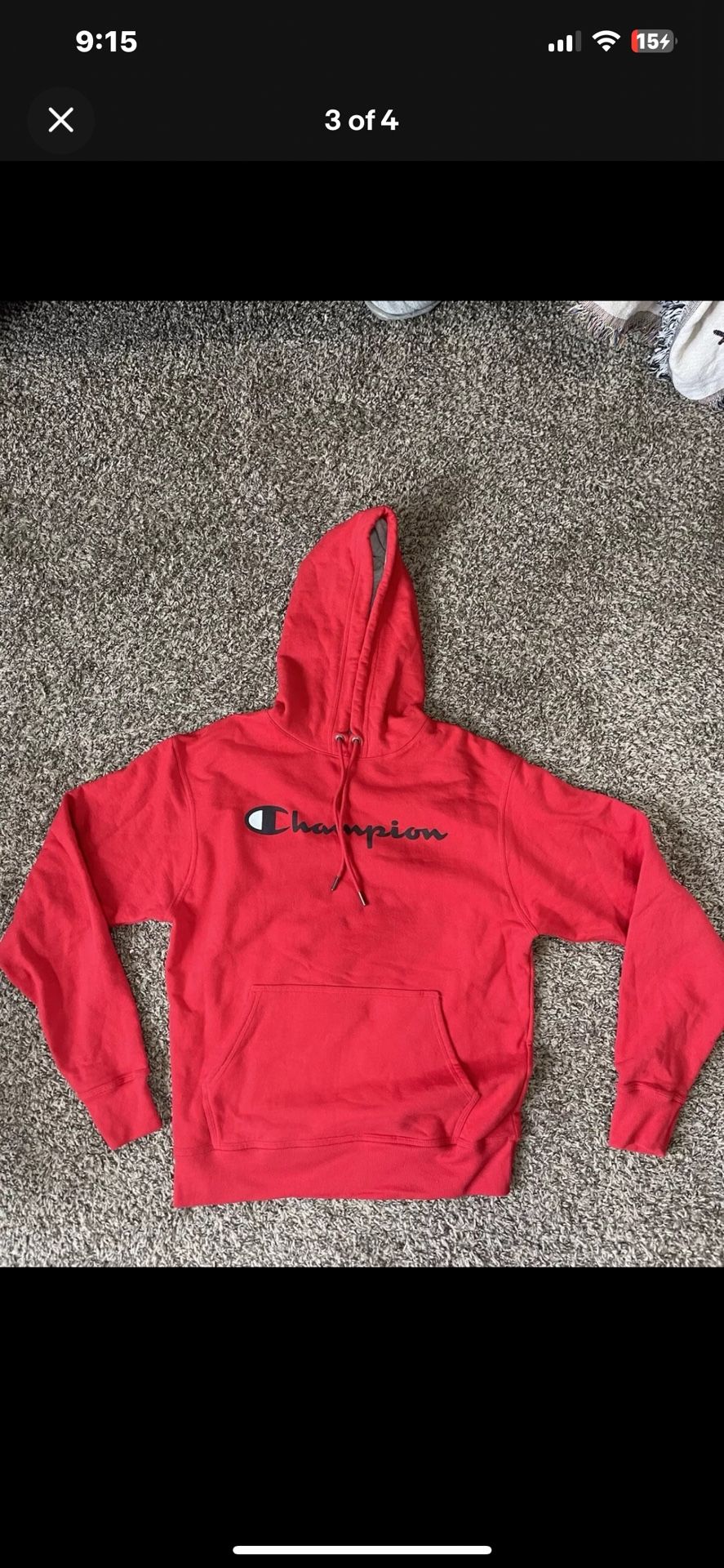 Mens Red Champion Pull-Over Hoodie