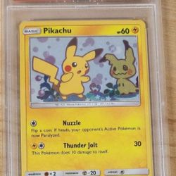 FS/NFT - PSA 9 - 2019 POKEMON PIKACHU/MIMIKYU HOLO BLACK STAR PROMO TEAMUP #SM162