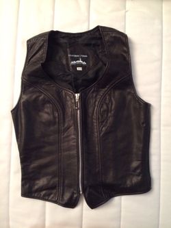 Black leather vest