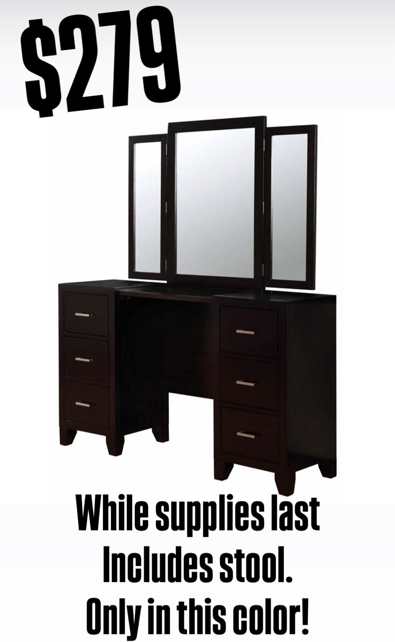 $279 Vanity With Stool