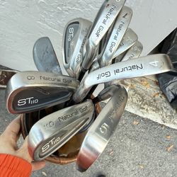 Golf Clubs - Natural Golf ST110 Irons & Vintage Bag