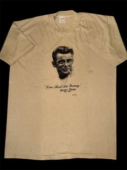 Vintage 1980’s James Dean “Live Fast, Die Young” Graphic Short Sleeve T-Shirt- Men’s Large