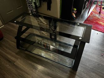 50” 3-Tier Black Glass TV Stand / Entertainment Center