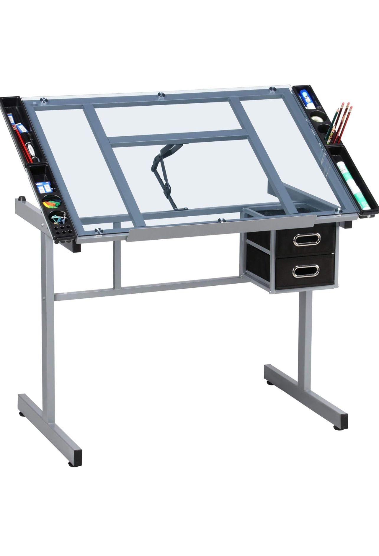 Brand New Drawing Desk Adjustable Glass Drafting Study Table in the box