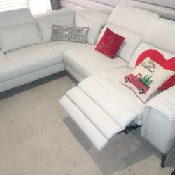 SECTIONAL GENUINE 💯% Leather RECLINER ELECTRIC WHITE COLOR.. DELIVERY SERVICE AVAILABLE 💥🚚✅