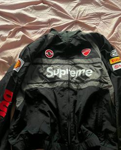 Supreme x Ducati Racing Track Jacket Windbreaker Black Grey Size Large