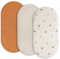 Muslin Bassinet Sheets 3pk, Yellow, 33"X17"