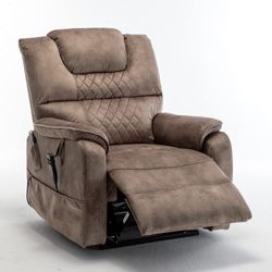 #424 Electric Power Lift Infinite Position Velvet Relax Sofa Recliner Chair Sitting Room Furniture,with OKIN Motor/LVL System/3 Adjustable Positions/S
