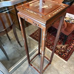 Antique tall Rosewood mother of Perl inlay tall plant stand