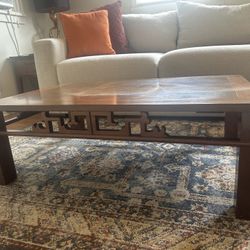Mid-Century Modern Chinese Style Mahogany Coffee Table, Heritage Henredon