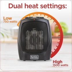 BLACK+DECKER Personal Space Heater BHDC201 – Portable Desk Heater, 2 Heat Modes + Fan