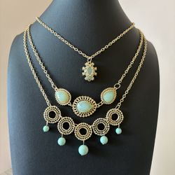 Gold & Turquoise Statement Necklace – Brand New