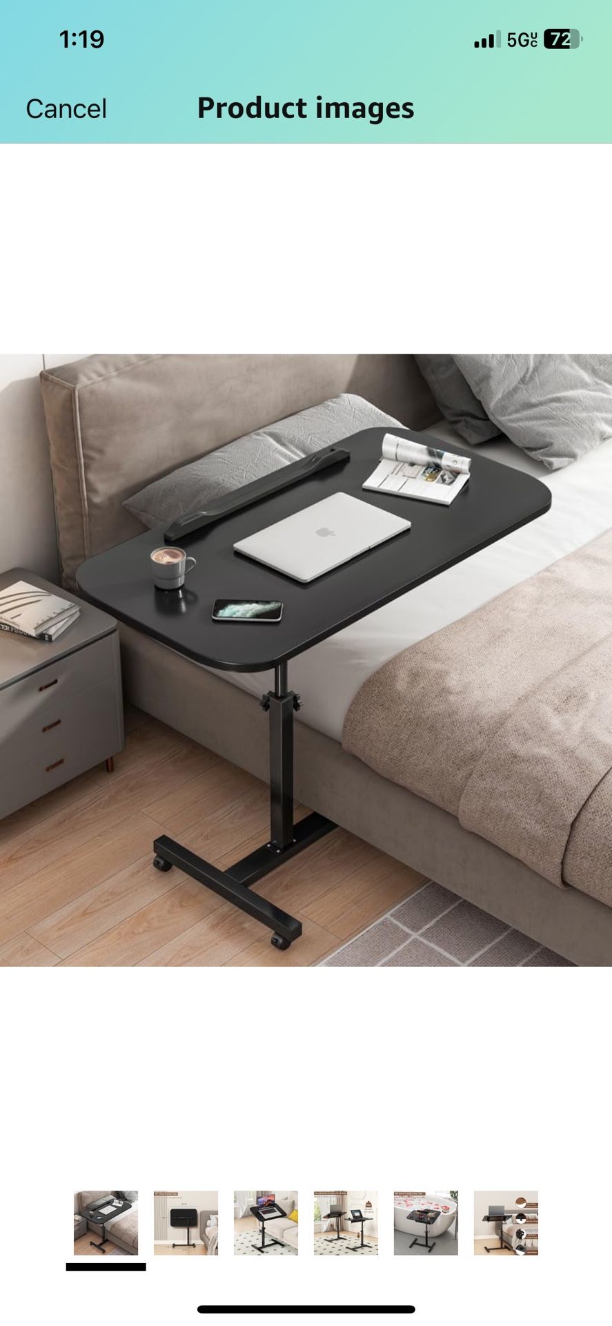 Adjustable End Table Overbed Bedside Table with Wheels, Portable Computer Stands Movable Desk Computer Table Hospital Bed Table for Couch for Bed Lapt