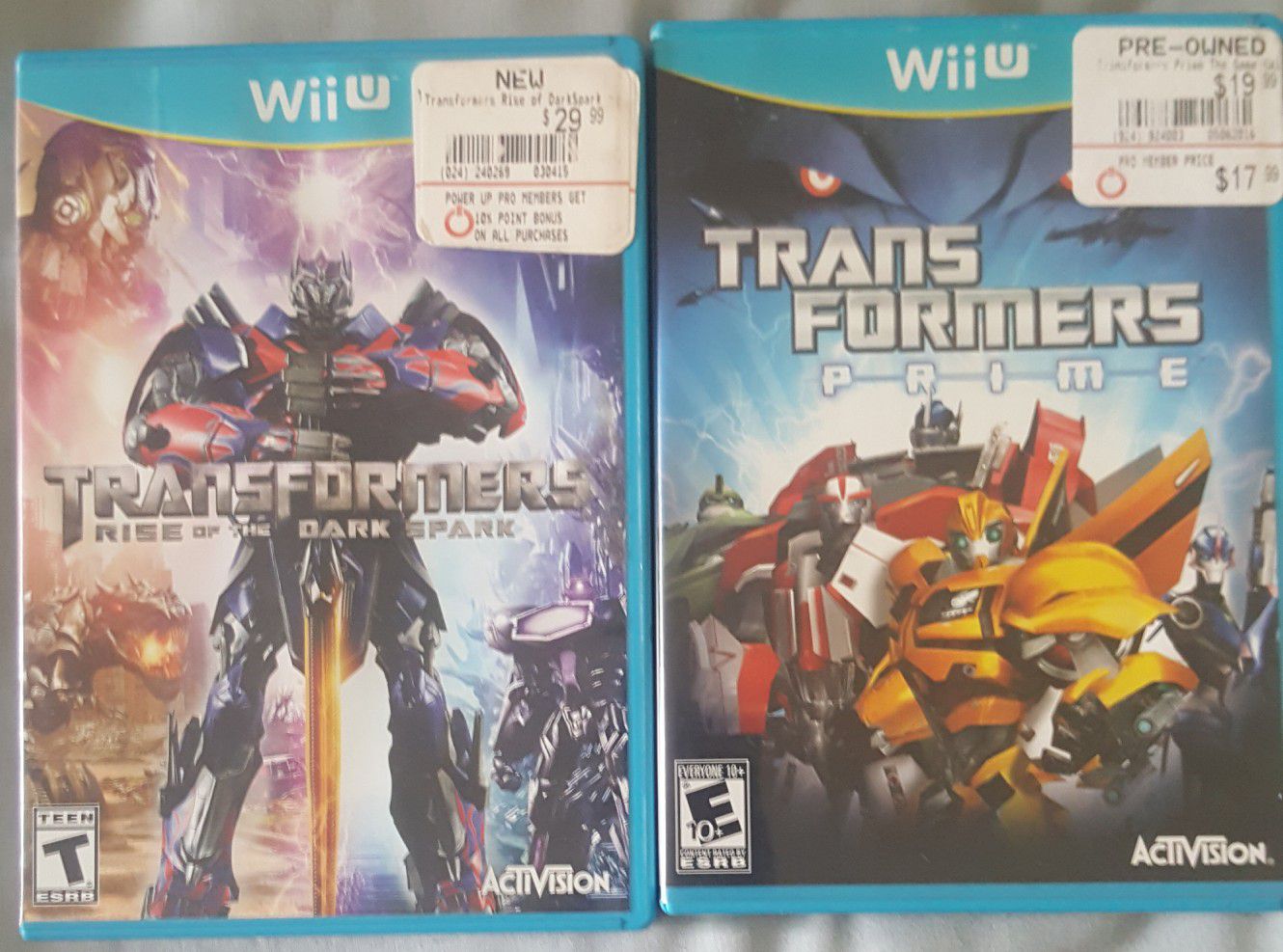 Wii U 2 Transformers games prime and rise of the dark spark nintendo