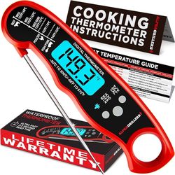Waterproof Alpha Grillers Instant Read Meat Thermometer for Cooking Grill and BBQ Griddle