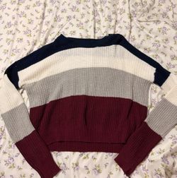 Ambiance Colorblock Crewneck Sweater in Navy, Cream, Gray & Burgundy