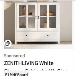 White Cabinet With Glass Doors. Ordered 2 By Mistake. Still In Box. 