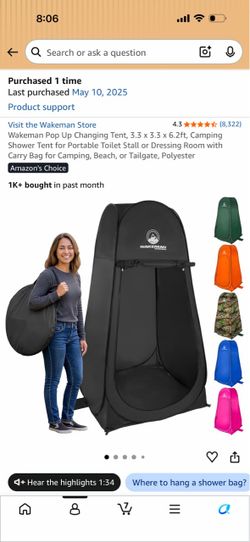 Wakeman Pop Up Changing Tent with Carry Bag