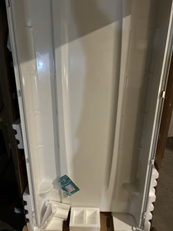 STORE+ 36 in. x 74 1/4 in. 1-Piece Direct-to-Stud Alcove Shower Back Wall in White 