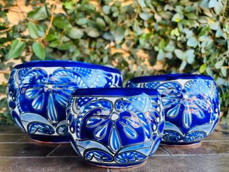 Set of 3 Talavera Bowl Pot Planters