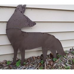 German Shepherd metal yard art, handmade in the USA, rusted~incl.stakes
