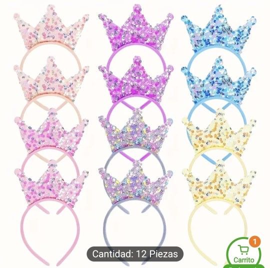 12-Pack Princess Crown Headbands