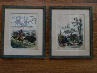 Two Antique Framed Prints from colored engravings Artist Peter Rindisbacher