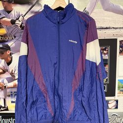 Vintage Adidas Windbreaker Jacket Men’s XL Tricolor Full Zip Lightweight 90s