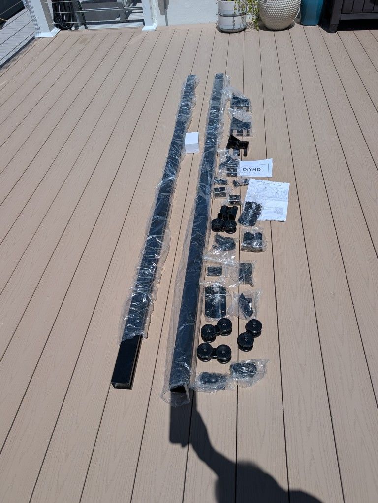 DIYHD 8ft Heavy Duty Bypass Barn Door Hardware Kit Like New