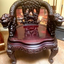 Hand Wood Carved Snake Chair