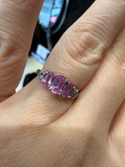10K white gold beautiful pink sapphires and diamonds ring