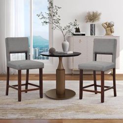 2 Piece Bar chair Set With Hollowed Back And Rubber Legs (set Of 2)