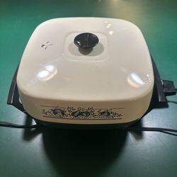 VTG West Bend #72017 Electric Skillet 8x7x12” Green Base-Ivory Lid Tested works 